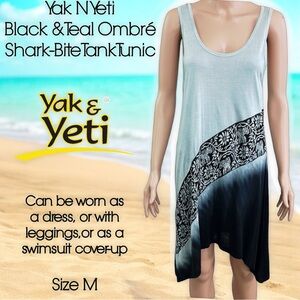 Yak N Yeti Black and Teal Ombré Shark-Bite Tank Tunic